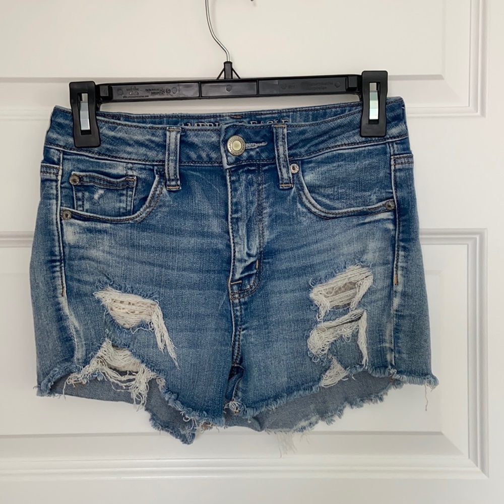 Distressed AE Next Level Stretch shorts